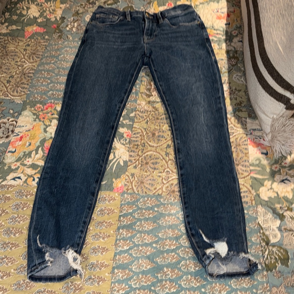 Frame Blue Distressed Skinny Jeans - Picture 9 of 11
